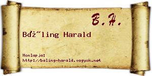 Báling Harald névjegykártya